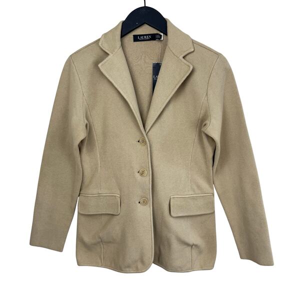 LAUREN RALPH LAUREN Notch Lapel Long Sleeve Cotton Knit Blazer Small - Picture 6 of 9
